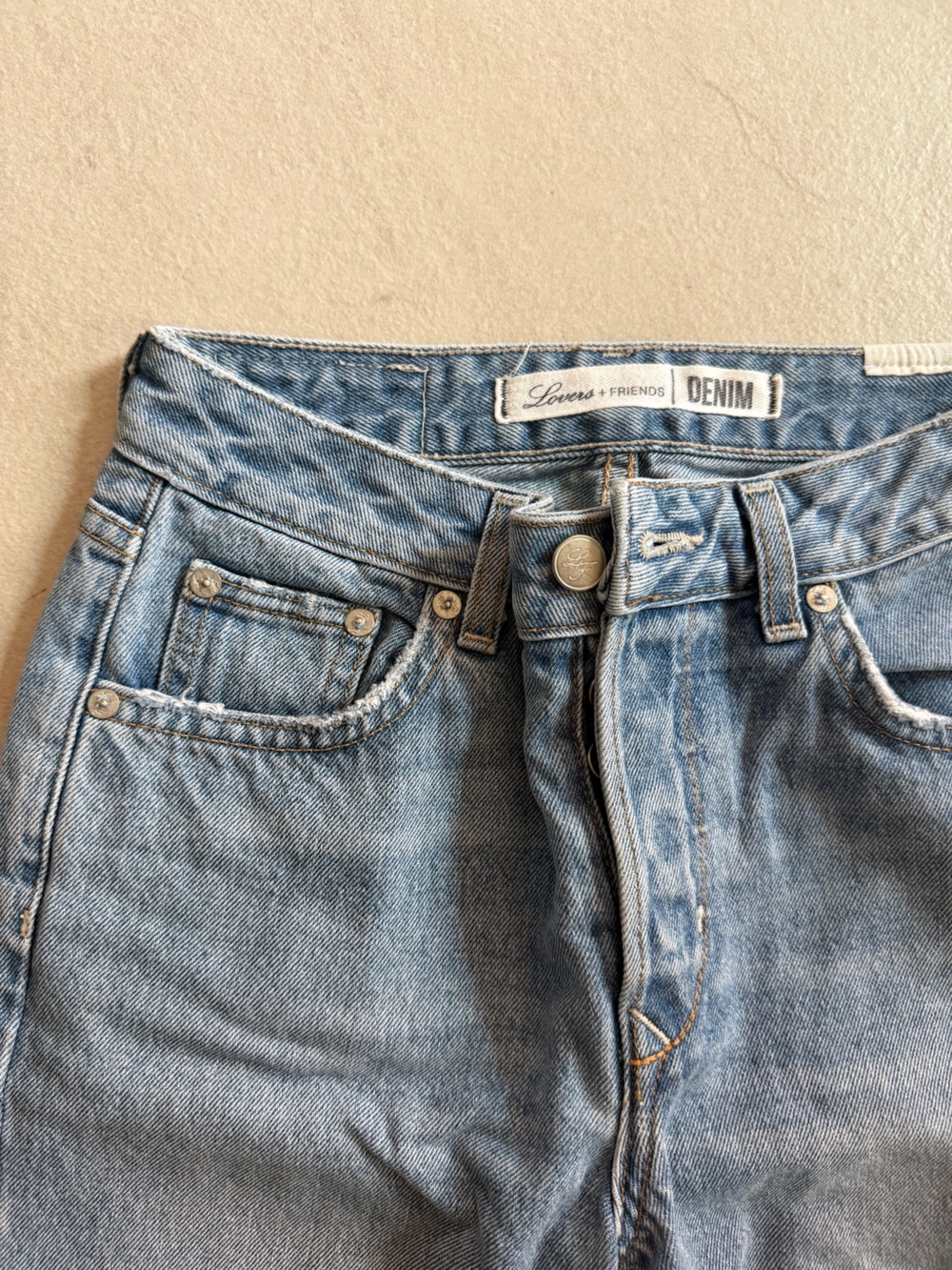 Lovers + Friends Washed Light Blue Denim Jeans